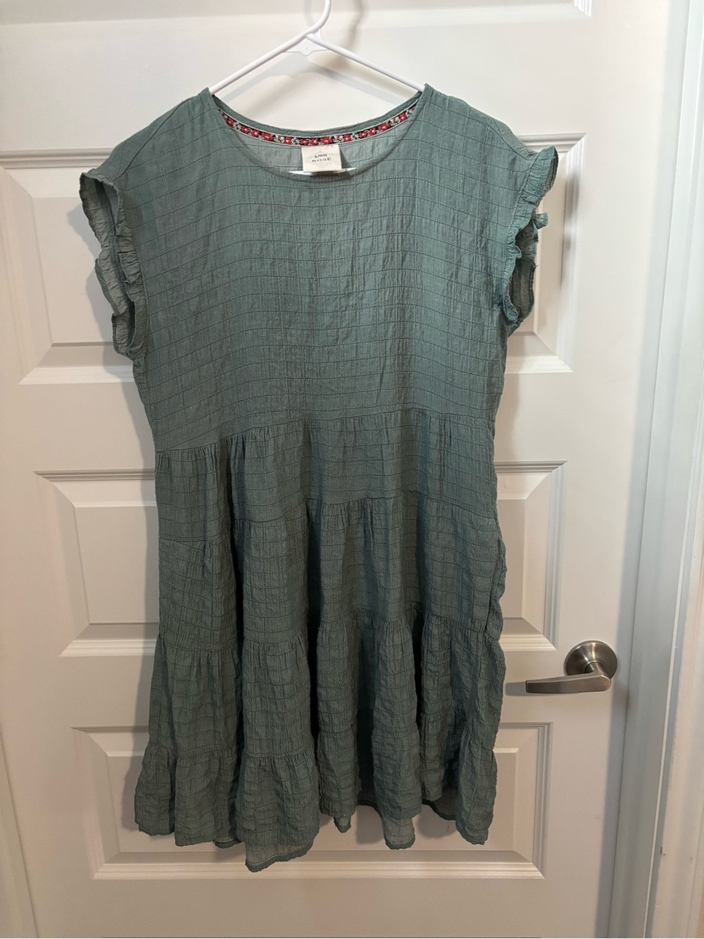 Sage Green Ruffle Sleeve Tiered Dress